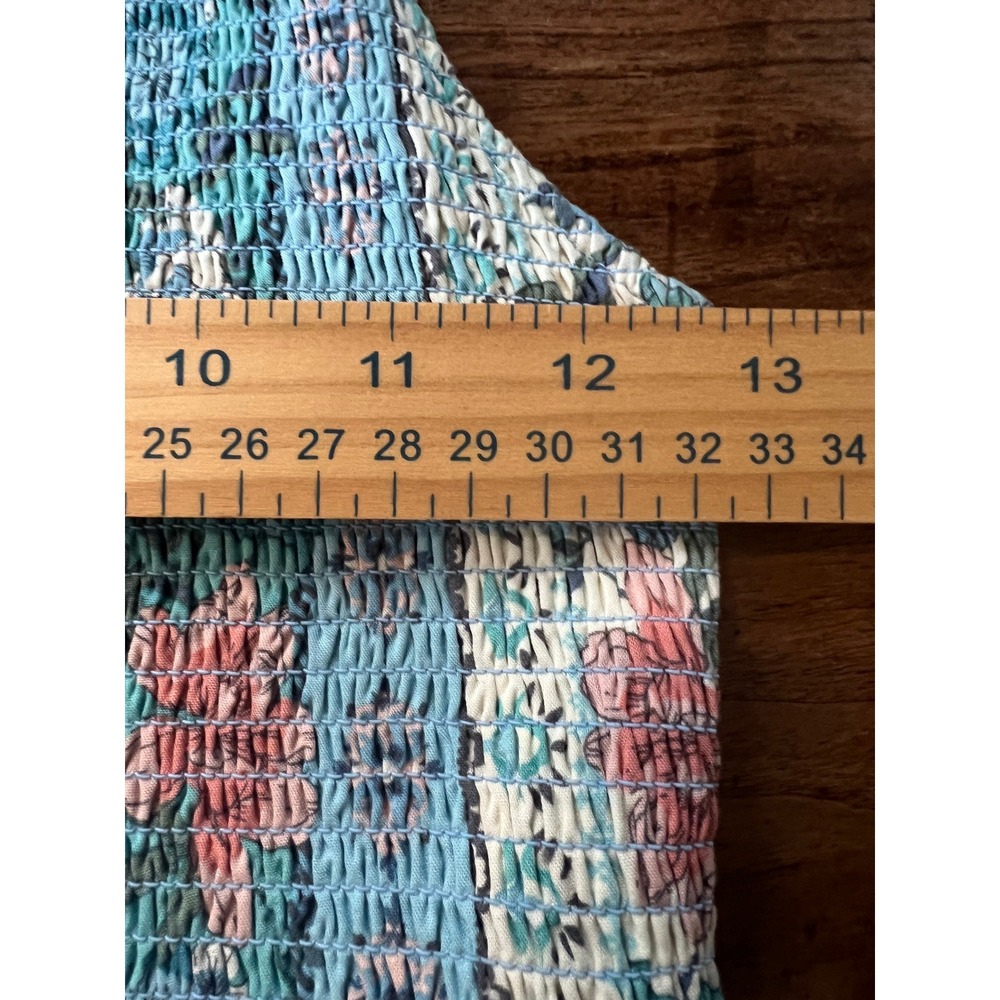 Matilda Jane Floral Patchwork Smocked Midi Dress Blue Pink S Tback boho cottage - Picture 13 of 13